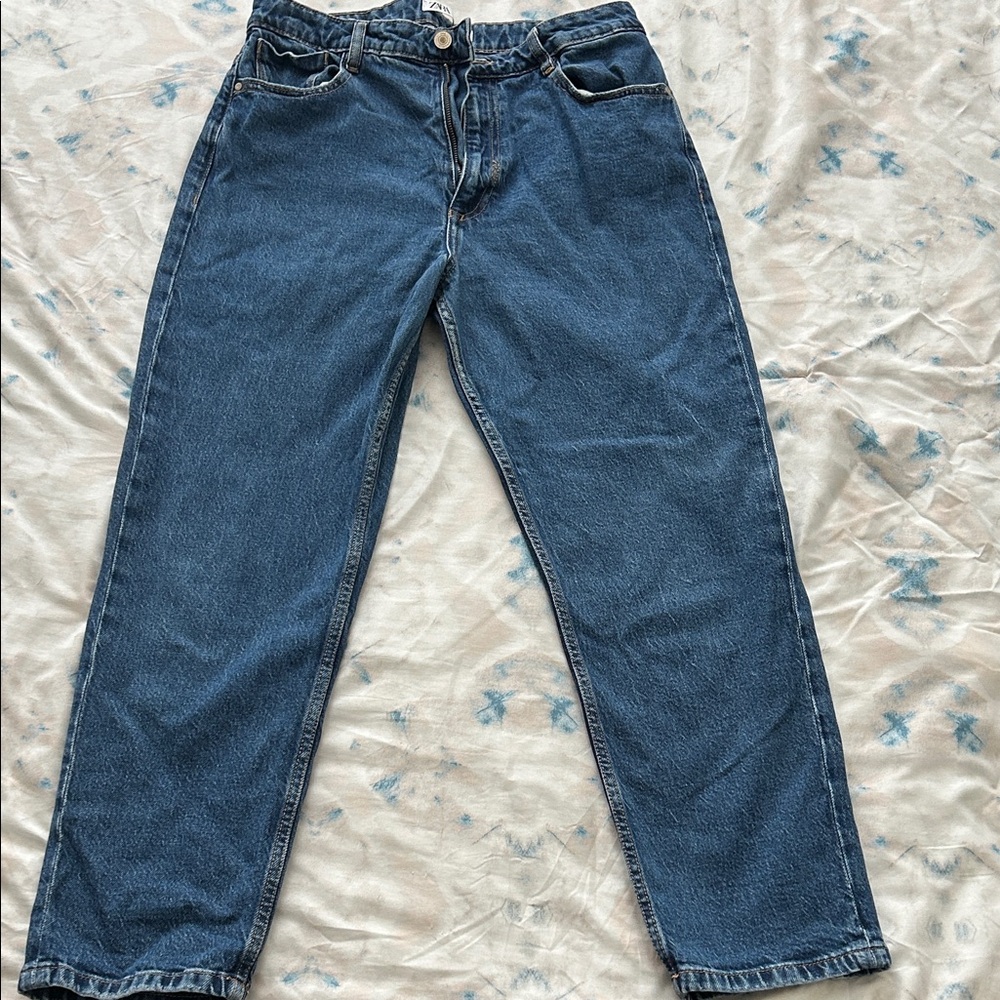 Zara Women's Straight Leg Blue Jeans